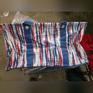 Thirty-One large utility Tote in Tie dye stripes